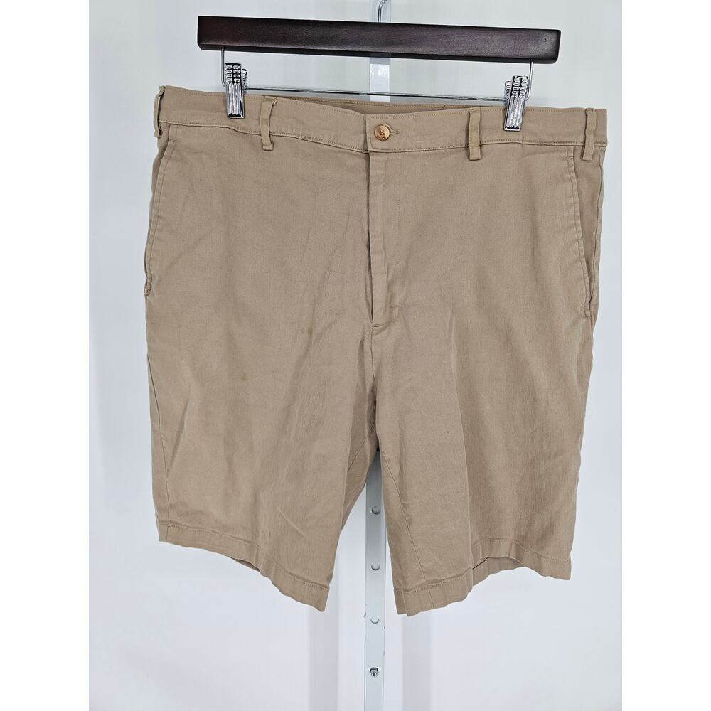 Britches by Samtex Mens Sz 38 Flat Front Chino Shorts Beige